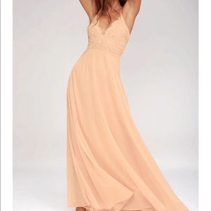 Lulus Blush Pink Maxi Dress Crochet Lace Top